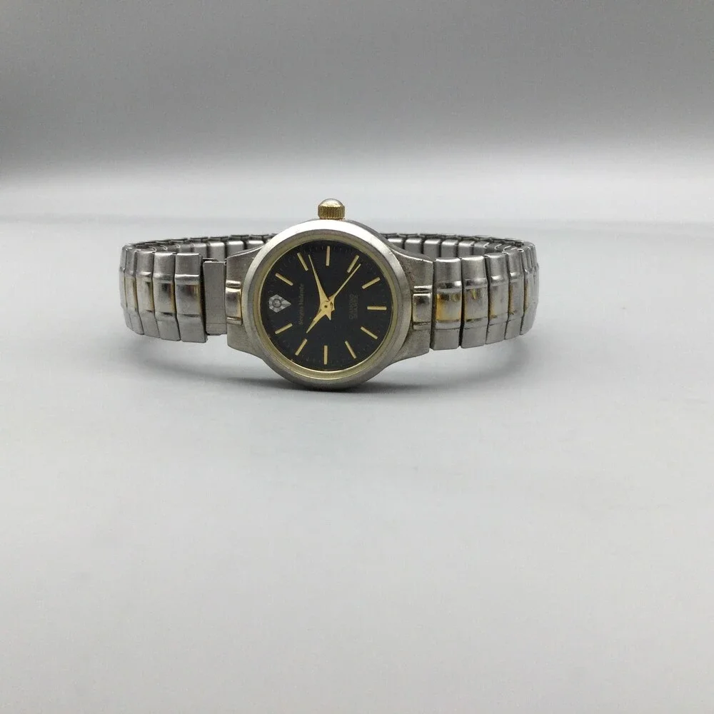 Sergio Valente Womens Watch 22mm Black Dial Two Tone Expansion Diamond
